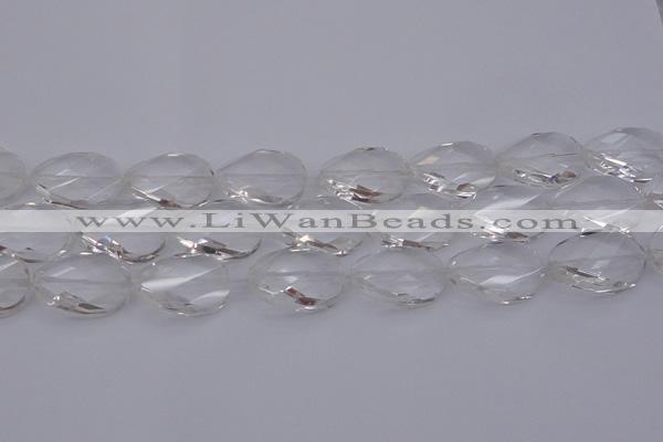 CCC522 15.5 inches 20*30mm twisted & faceted oval white crystal beads