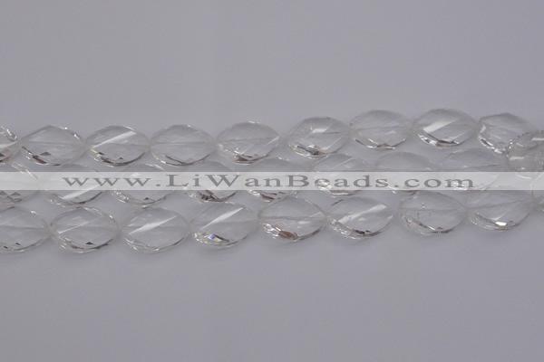 CCC525 15.5 inches 15*20mm twisted & faceted teardrop white crystal beads