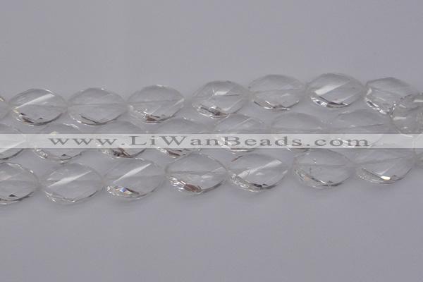 CCC527 15.5 inches 20*30mm twisted & faceted teardrop white crystal beads