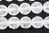 CCC609 15.5 inches 12mm faceted round matte natural white crystal beads