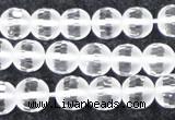 CCC612 15.5 inches 8mm faceted round matte natural white crystal beads