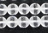 CCC613 15.5 inches 10mm faceted round matte natural white crystal beads