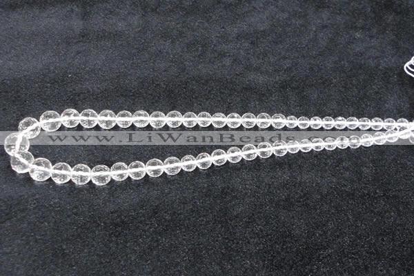 CCC616 15.5 inches 6mm - 12mm faceted round natural white crystal beads