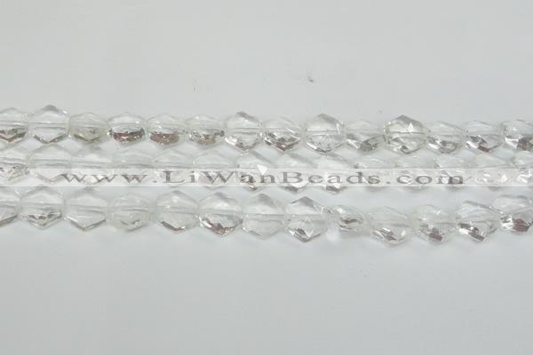 CCC750 15.5 inches 14*14mm faceted hexagon natural white crystal beads