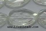 CCC812 22*30mm faceted flat teardrop natural white crystal beads