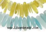 CCH22 16 inches Korea jade & amazonite chips gemstone beads