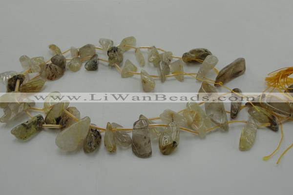 CCH403 15.5 inches 8*20mm - 10*25mm golden rutilated quartz chips beads