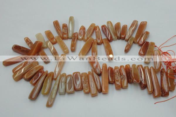 CCH406 15.5 inches 6*25mm - 12*38mm red aventurine chips beads