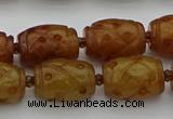 CCJ324 15.5 inches 12*16mm - 13*18mm carved drum China jade beads