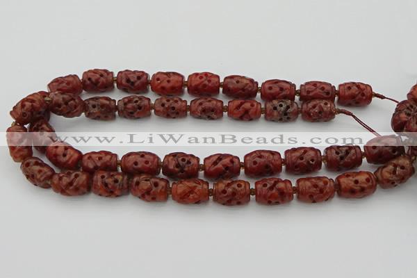 CCJ325 15.5 inches 12*16mm - 13*18mm carved drum China jade beads