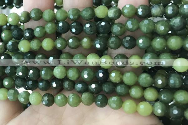 CCJ337 15.5 inches 6mm faceted round China green jade beads