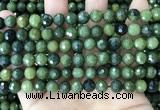 CCJ338 15.5 inches 8mm faceted round China green jade beads