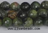 CCJ422 15.5 inches 8mm faceted round dendritic green jade beads