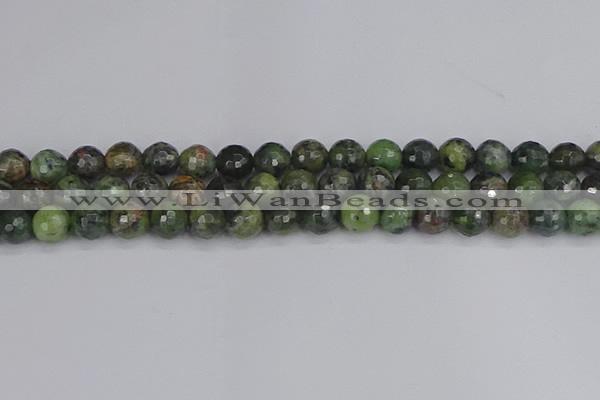 CCJ423 15.5 inches 10mm faceted round dendritic green jade beads