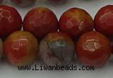 CCJ465 15.5 inches 14mm faceted round colorful jasper beads