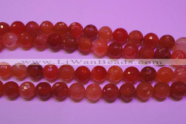 CCL55 15 inches 12mm faceted round carnelian gemstone beads