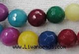 CCN1006 15.5 inches 14mm faceted round multi colored candy jade beads