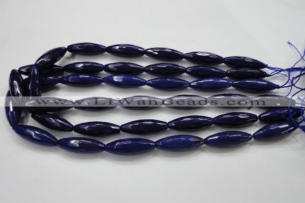 CCN1695 15.5 inches 10*30mm faceted rice candy jade beads wholesale