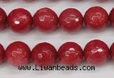 CCN1844 15 inches 12mm faceted round candy jade beads wholesale