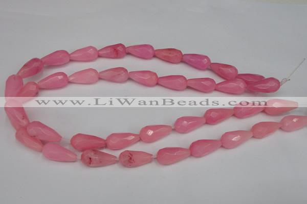 CCN196 15.5 inches 10*20mm faceted teardrop candy jade beads