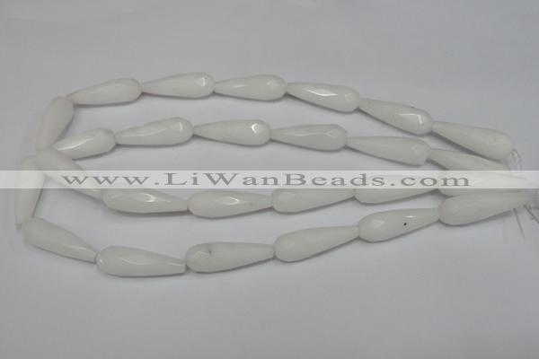 CCN197 15.5 inches 10*30mm faceted teardrop candy jade beads