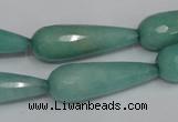 CCN199 15.5 inches 10*30mm faceted teardrop candy jade beads