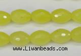 CCN2010 15 inches 10*14mm faceted rice candy jade beads wholesale