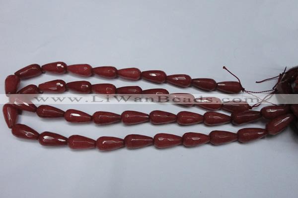 CCN2149 15.5 inches 10*20mm faceted teardrop candy jade beads