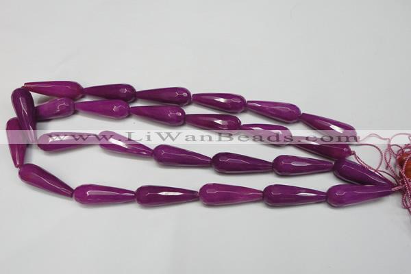 CCN2165 15.5 inches 10*30mm faceted teardrop candy jade beads