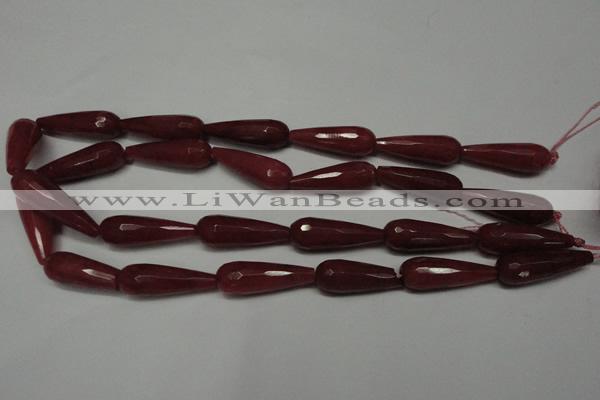 CCN2166 15.5 inches 10*30mm faceted teardrop candy jade beads