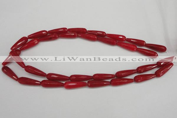 CCN2178 15.5 inches 8*25mm faceted teardrop candy jade beads