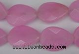 CCN2190 15.5 inches 15*20mm faceted flat teardrop candy jade beads