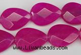 CCN2191 15.5 inches 15*20mm faceted flat teardrop candy jade beads