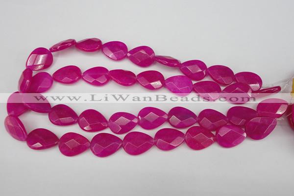 CCN2191 15.5 inches 15*20mm faceted flat teardrop candy jade beads