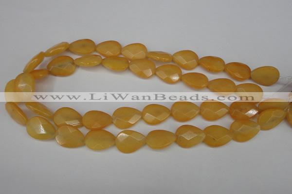 CCN2192 15.5 inches 15*20mm faceted flat teardrop candy jade beads