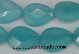 CCN2194 15.5 inches 15*20mm faceted flat teardrop candy jade beads