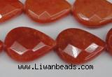 CCN2328 15.5 inches 18*25mm faceted flat teardrop candy jade beads