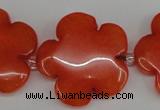 CCN2353 15.5 inches 30mm carved flower candy jade beads wholesale