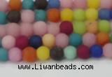 CCN2551 15.5 inches 4mm round mixed color matte candy jade beads