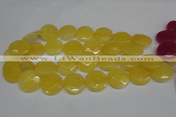 CCN260 15.5 inches 25mm faceted coin candy jade beads wholesale