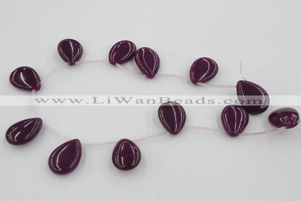 CCN2708 Top-drilled 18*25mm flat teardrop candy jade beads