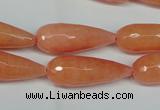 CCN2883 15.5 inches 10*30mm faceted teardrop candy jade beads