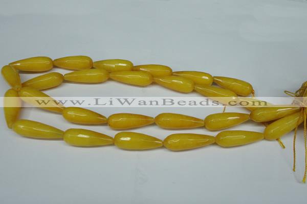 CCN2886 15.5 inches 10*30mm faceted teardrop candy jade beads