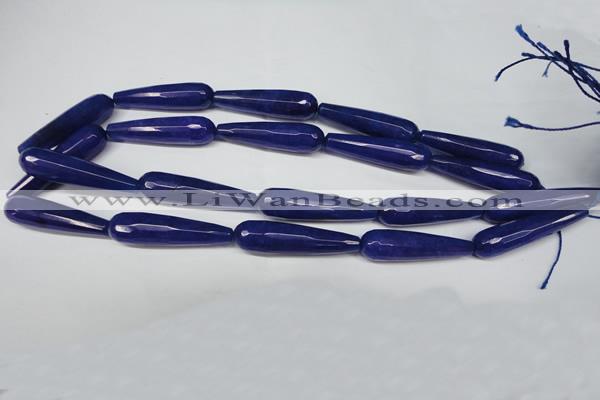 CCN2896 15.5 inches 10*40mm faceted teardrop candy jade beads