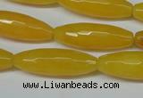 CCN2913 15.5 inches 10*30mm faceted rice candy jade beads