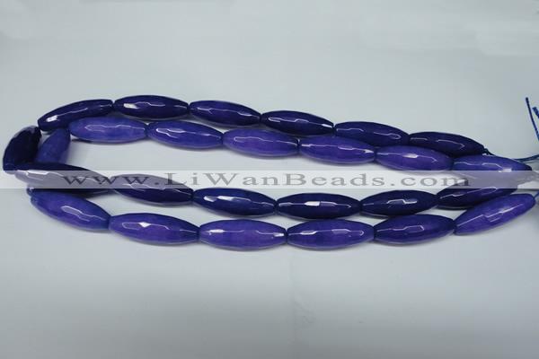 CCN2914 15.5 inches 10*30mm faceted rice candy jade beads