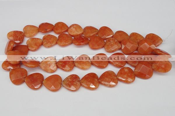 CCN357 15.5 inches 20*20mm faceted heart candy jade beads wholesale