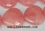 CCN372 15.5 inches 25*25mm faceted heart candy jade beads wholesale