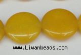 CCN3830 15.5 inches 20mm flat round candy jade beads wholesale