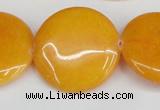 CCN3840 15.5 inches 30mm flat round candy jade beads wholesale